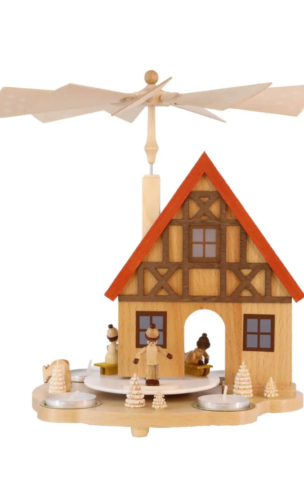 Richard Glässer GmbH Weihnachtspyramiden*Weihnachtspyramide Haus mit Winterkinder, 29 cm von Richard Glässer