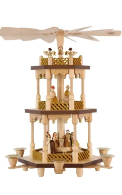 Richard Glässer GmbH Neuheiten | Weihnachtspyramiden*Weihnachtspyramide Heilige Geschichte, 3 – stöckig, 38 cm von Richard Glässer