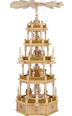 Richard Glässer GmbH Einzelstücke | Neuheiten*Weihnachtspyramide Heilige Geschichte, 5 - stöckig, elektrisch, 75 cm von Richard Glässer