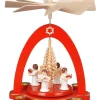Albin Preißler Weihnachtspyramiden*Weihnachtspyramide mit 4 Engel und Spanbaum, rot, 20 cm von