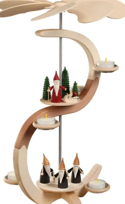 Seiffener Volkskunst eG Weihnachtspyramiden*Weihnachtspyramide mit Bergwichtel und Weihnachtswichtel, S-Form von Seiffener Volkskunst