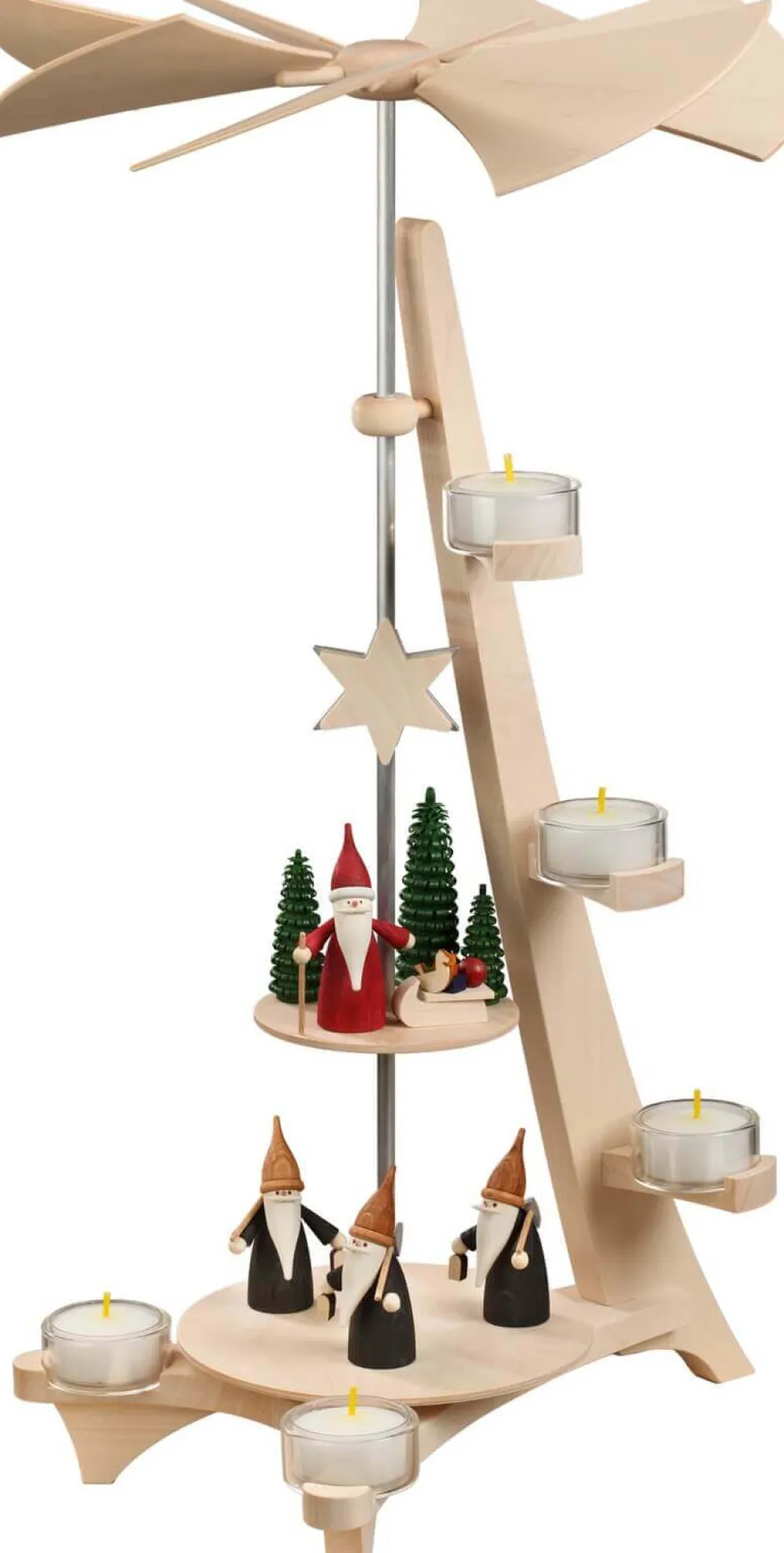Seiffener Volkskunst eG Weihnachtspyramiden*Weihnachtspyramide mit Bergwichtel und Weihnachtswichtel, L-Form von Seiffener Volkskunst