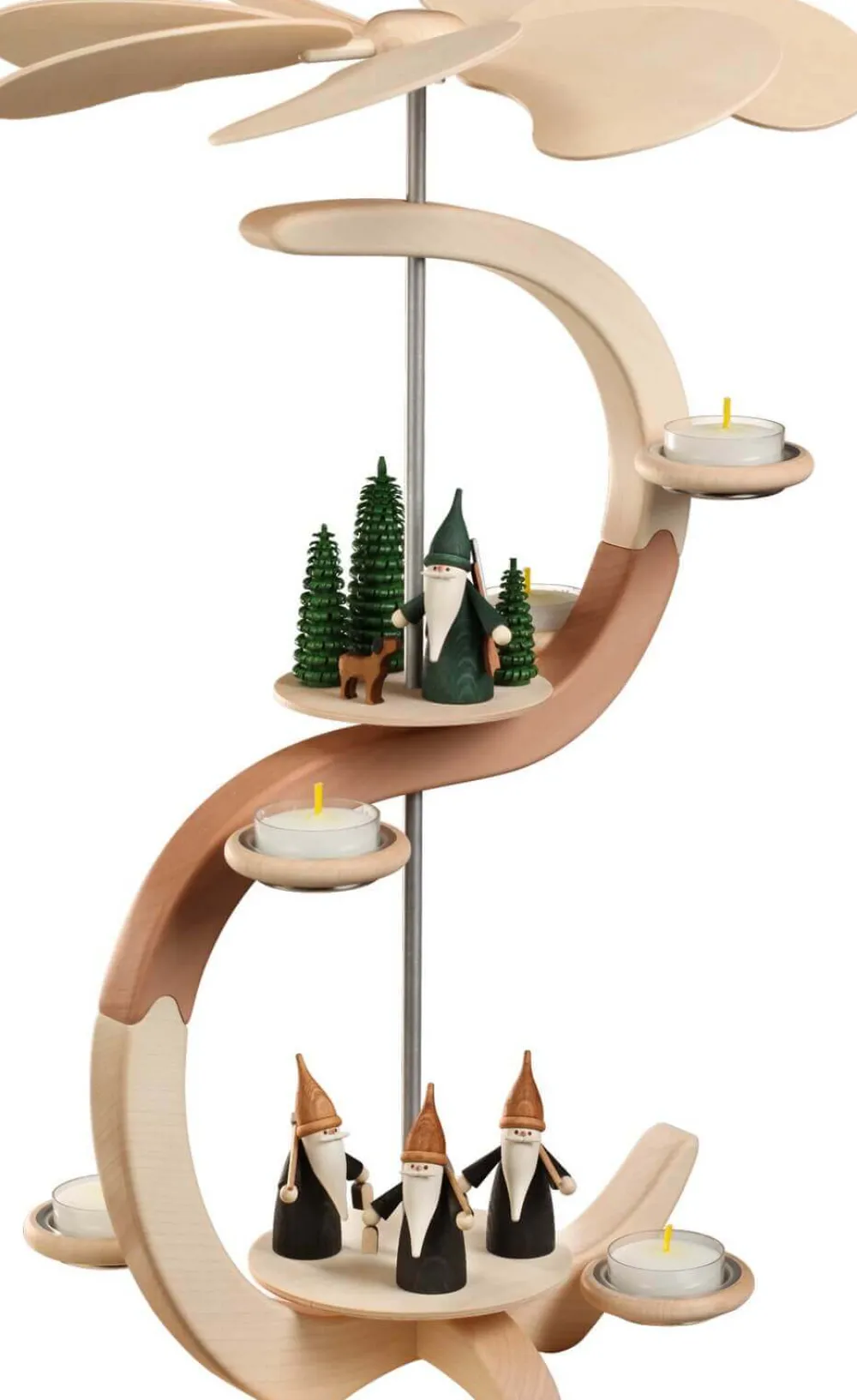 Seiffener Volkskunst eG Weihnachtspyramiden*Weihnachtspyramide mit Bergwichtel und Jägerwichtel, S-Form von Seiffener Volkskunst