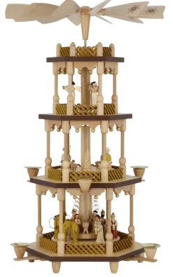 Richard Glässer GmbH Auslaufartikel | Weihnachtspyramiden*Weihnachtspyramide mit Christi Geburt, 3 – stöckig, 54 cm von Richard Glässer