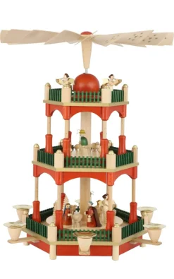 Richard Glässer GmbH Weihnachtspyramiden*Weihnachtspyramide mit Heiliger Familie, 2 – stöckig, 39 cm von Richard Glässer