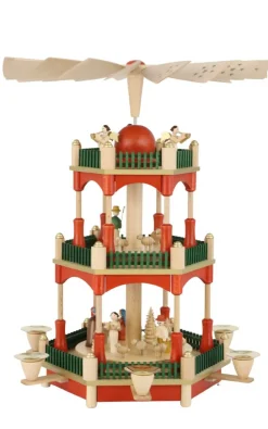 Richard Glässer GmbH Weihnachtspyramiden*Weihnachtspyramide mit Heiliger Familie, 2 – stöckig, 39 cm von Richard Glässer