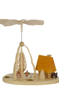 Zenker Weihnachtspyramiden*Weihnachtspyramide mit Rehe und Räucherhaus, 23 cm von Ralf