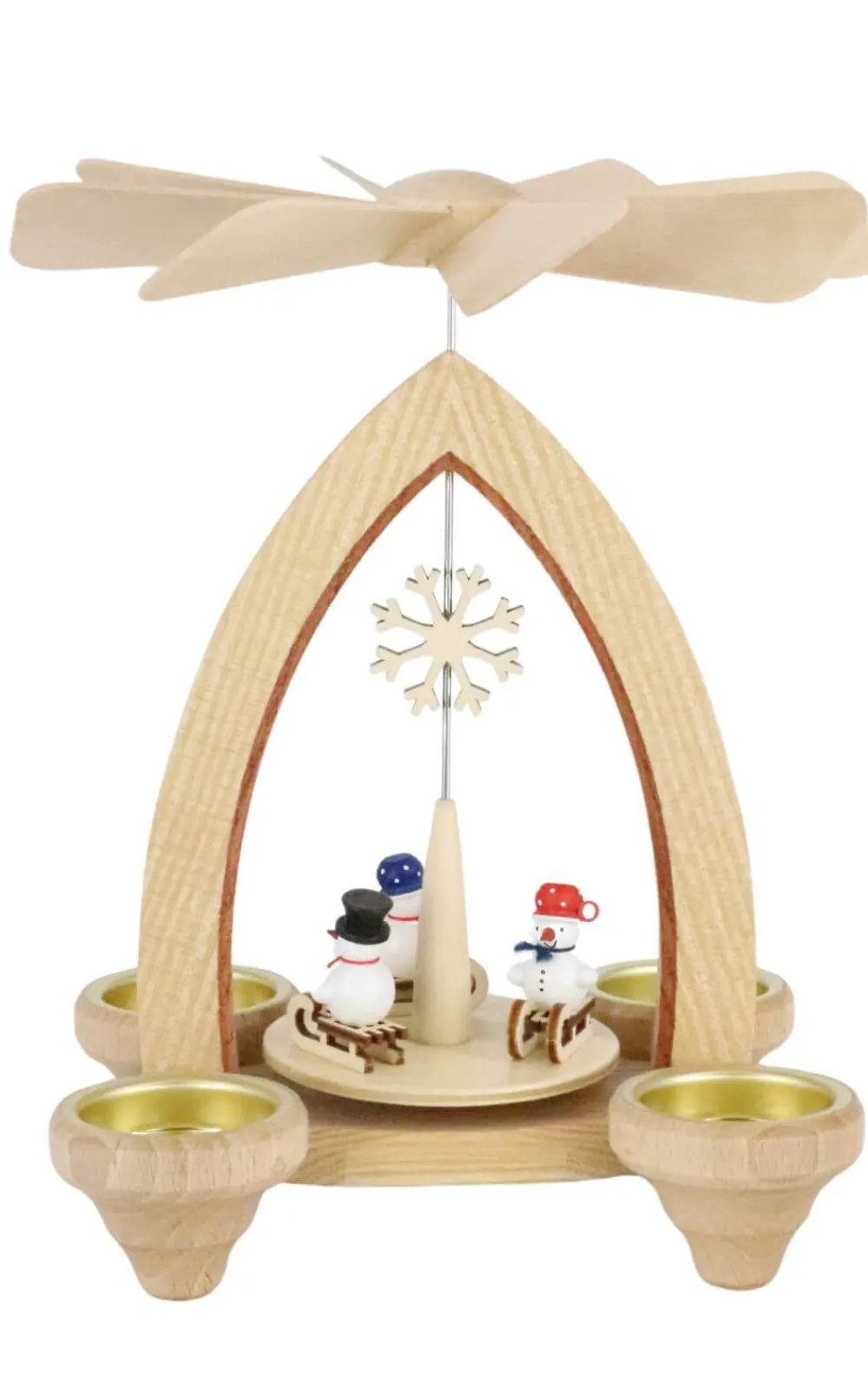 Heinz Lorenz Weihnachtspyramiden*Weihnachtspyramide mit Schneemann auf Schlitten, 24 cm von