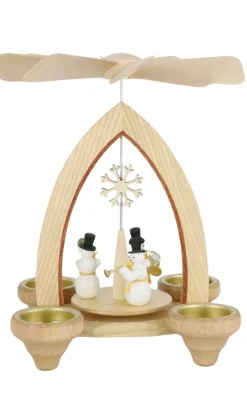 Heinz Lorenz Auslaufartikel | Weihnachtspyramiden*Weihnachtspyramide mit Schneemann Musiker für Teelichte, 24 cm von