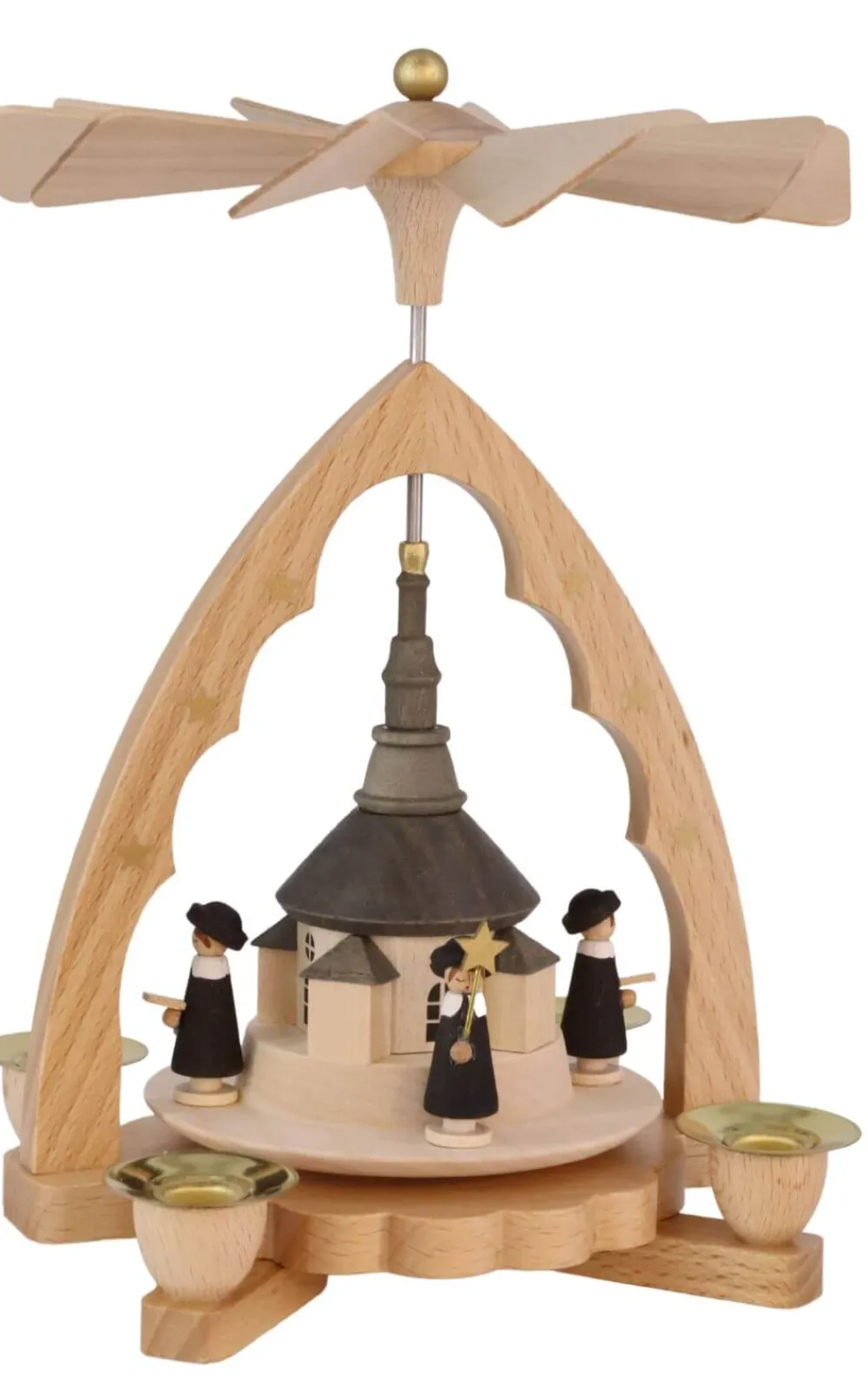 Richard Glässer GmbH Neuheiten | Weihnachtspyramiden*Weihnachtspyramide mit Seiffener Kirche, 19 cm, von Richard Glässer