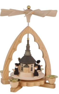 Richard Glässer GmbH Neuheiten | Weihnachtspyramiden*Weihnachtspyramide mit Seiffener Kirche, 19 cm, von Richard Glässer