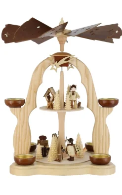 Legler Holz- und Drechslerwaren HODREWA Weihnachtspyramiden*Weihnachtspyramide mit Waldleuten, 2-stöckig von HODREWA Legler
