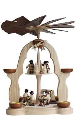 Legler Holz- und Drechslerwaren HODREWA Weihnachtspyramiden*Weihnachtspyramide mit Waldarbeitern, 2-stöckig von Legler