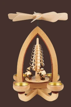 Heinz Lorenz Weihnachtspyramiden*Weihnachtspyramide mit Winterkinder für Teelichte, 28 cm von