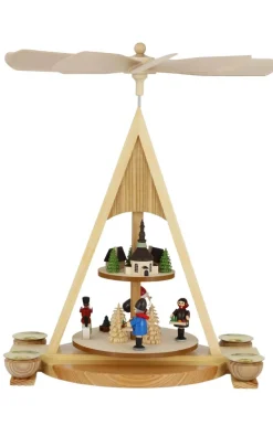 Knuth Neuber Weihnachtspyramiden*Weihnachtspyramide Seiffener Dorf mit Weihnachtsmann, 38 cm von
