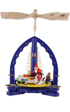 Richard Glässer GmbH Auslaufartikel | Weihnachtspyramiden*Weihnachtspyramide Weihnachtsbescherung, blau, 27 cm von Richard Glässer